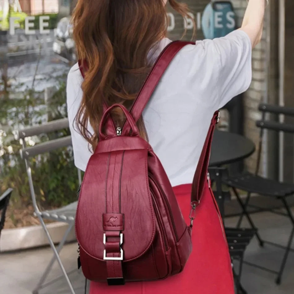 Mochilas multifuncionales de c - Leather Backpack Vintage reseña y precio